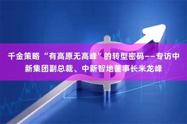 千金策略 “有高原无高峰”的转型密码——专访中新集团副总裁、中新智地董事长米龙峰